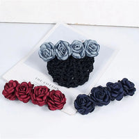Rose Flower Hair Bun Net With Clip