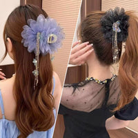Mesh Bow Sequins Hair Claw