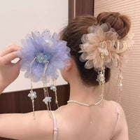 Mesh Bow Sequins Hair Claw