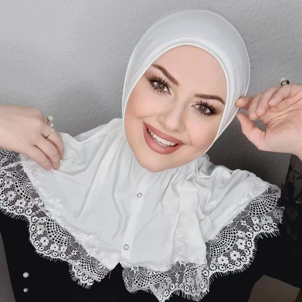 Elegant Lace Collar Hijab Cap