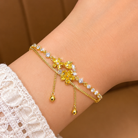 Adjustable Flower Charm Bracelet