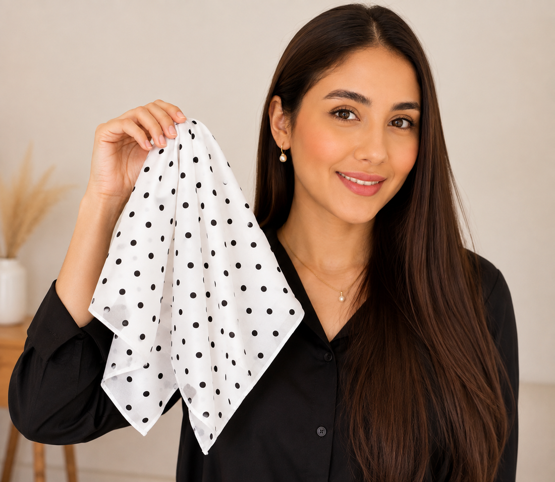 Women's Elastic Polka Dot Headscarf.