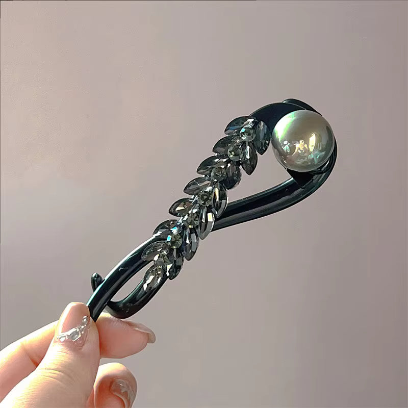 Crystal Wheat Pearl Twist Rhinestone Hair Clip
