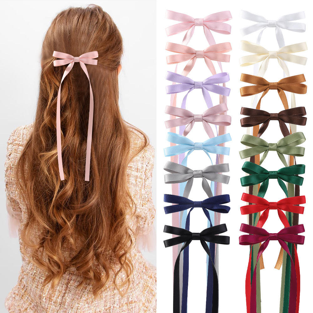 Red Tassel Ribbon Bow Hair Clips