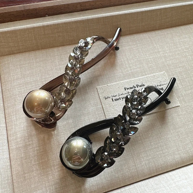Crystal Wheat Pearl Twist Rhinestone Hair Clip
