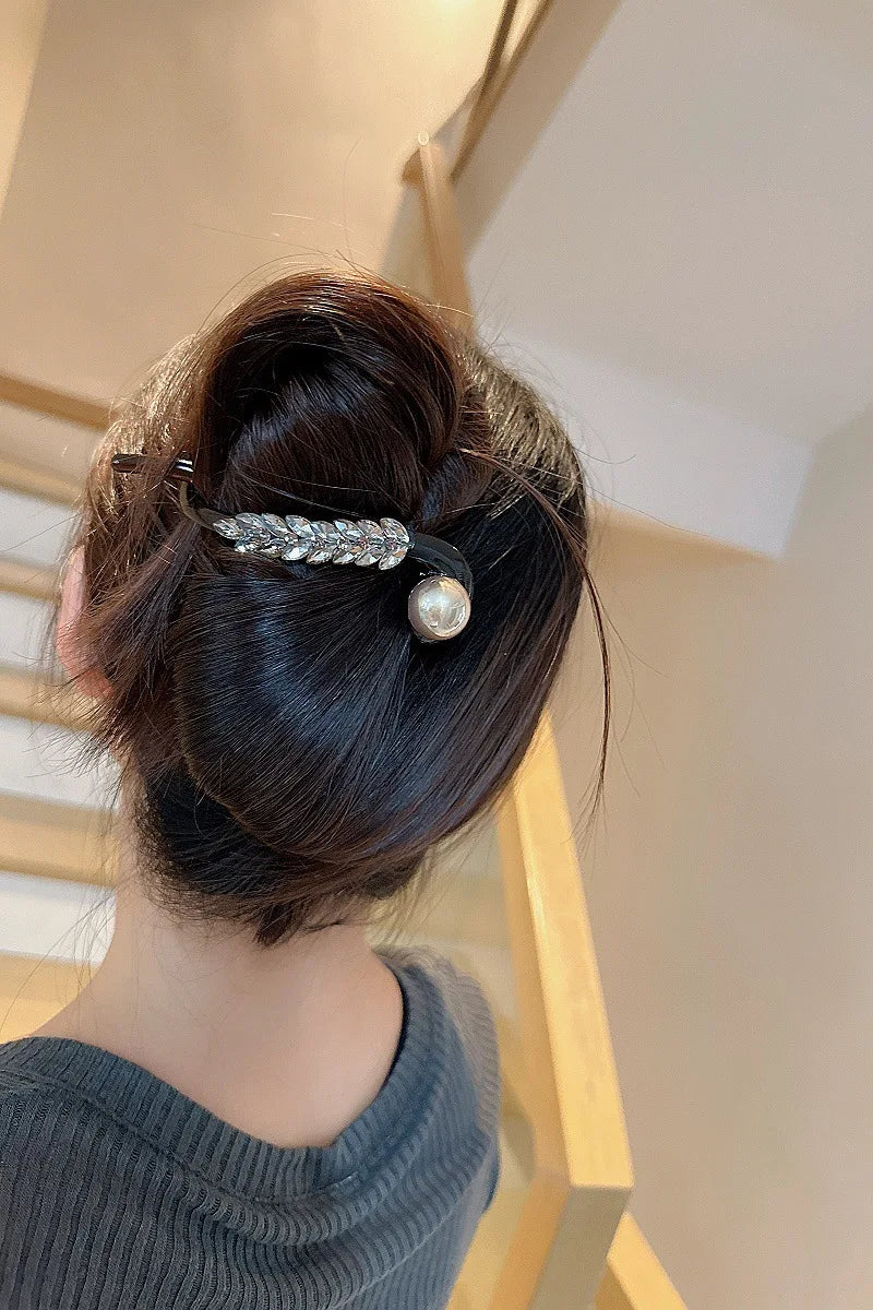Crystal Wheat Pearl Twist Rhinestone Hair Clip
