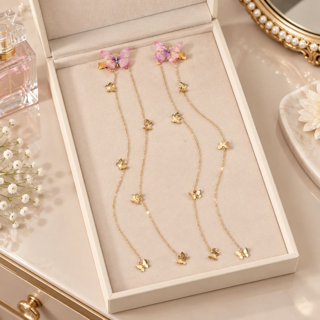 Classic Long Chain Butterfly Hair Clip