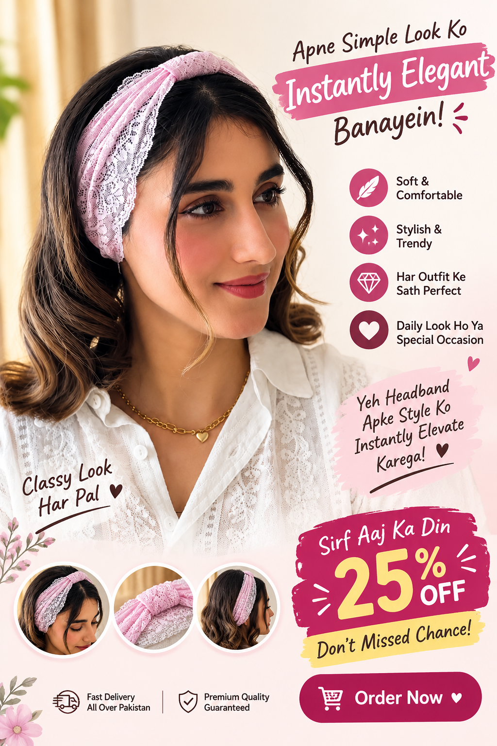 Premium Floral Style Hair Wrap Headband