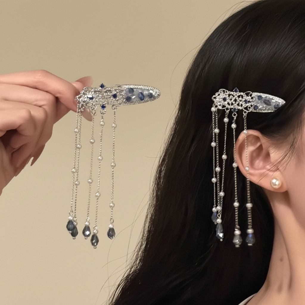 Double Side Women Tassel Hair Clips