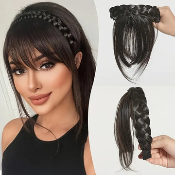 Elegant Women’s Braided Headband with Front Bangs