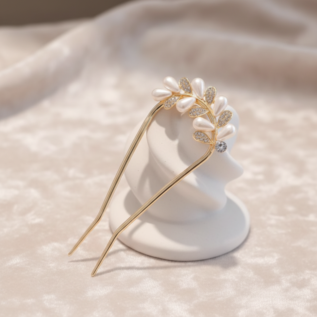 Elegant Pearl Vine Blossom Hair Pins