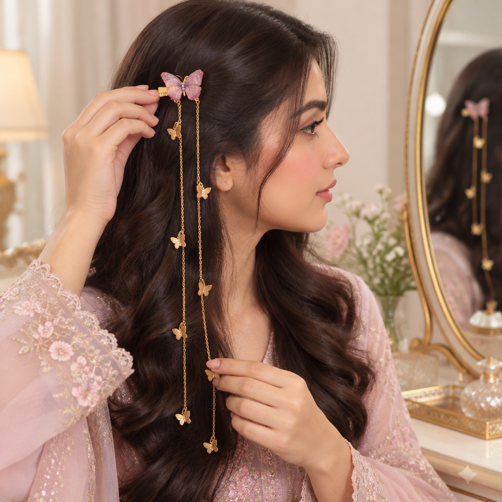 Classic Long Chain Butterfly Hair Clip