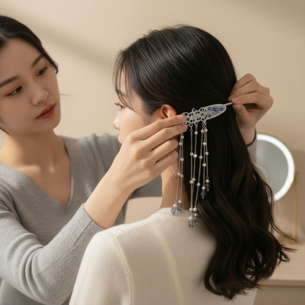 Double Side Women Tassel Hair Clips