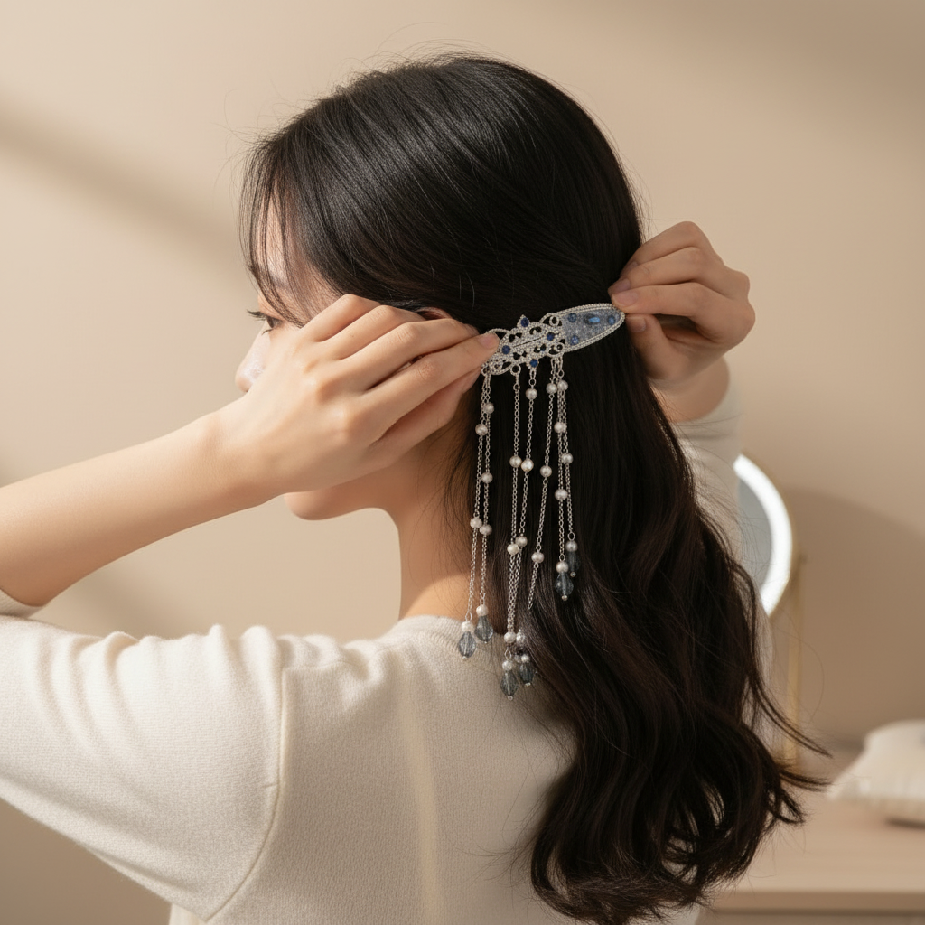 Double Side Women Tassel Hair Clips